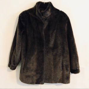 Jacques Saint Laurent Faux Fur Coat Brown M/L